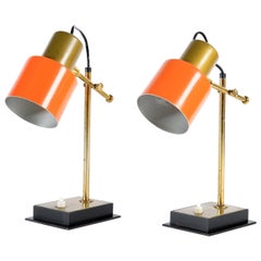 Casey e Fantin Midcentury Pair of Italian Adjustable Brass Table Lamps, 1950s