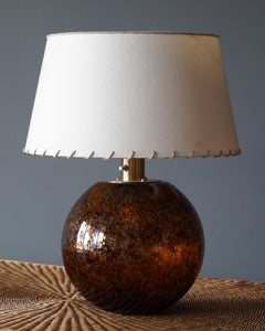 Casey Fantin:: Große Tischleuchte:: Glas:: Messing:: Italien:: 1960er Jahre