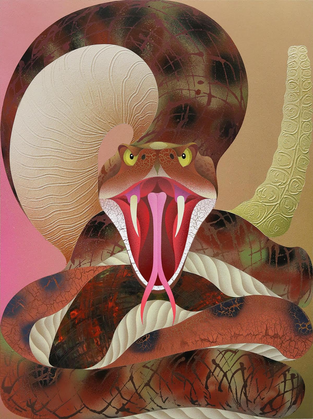 Rattlesnake - Mixed Media Art by Casey Gray