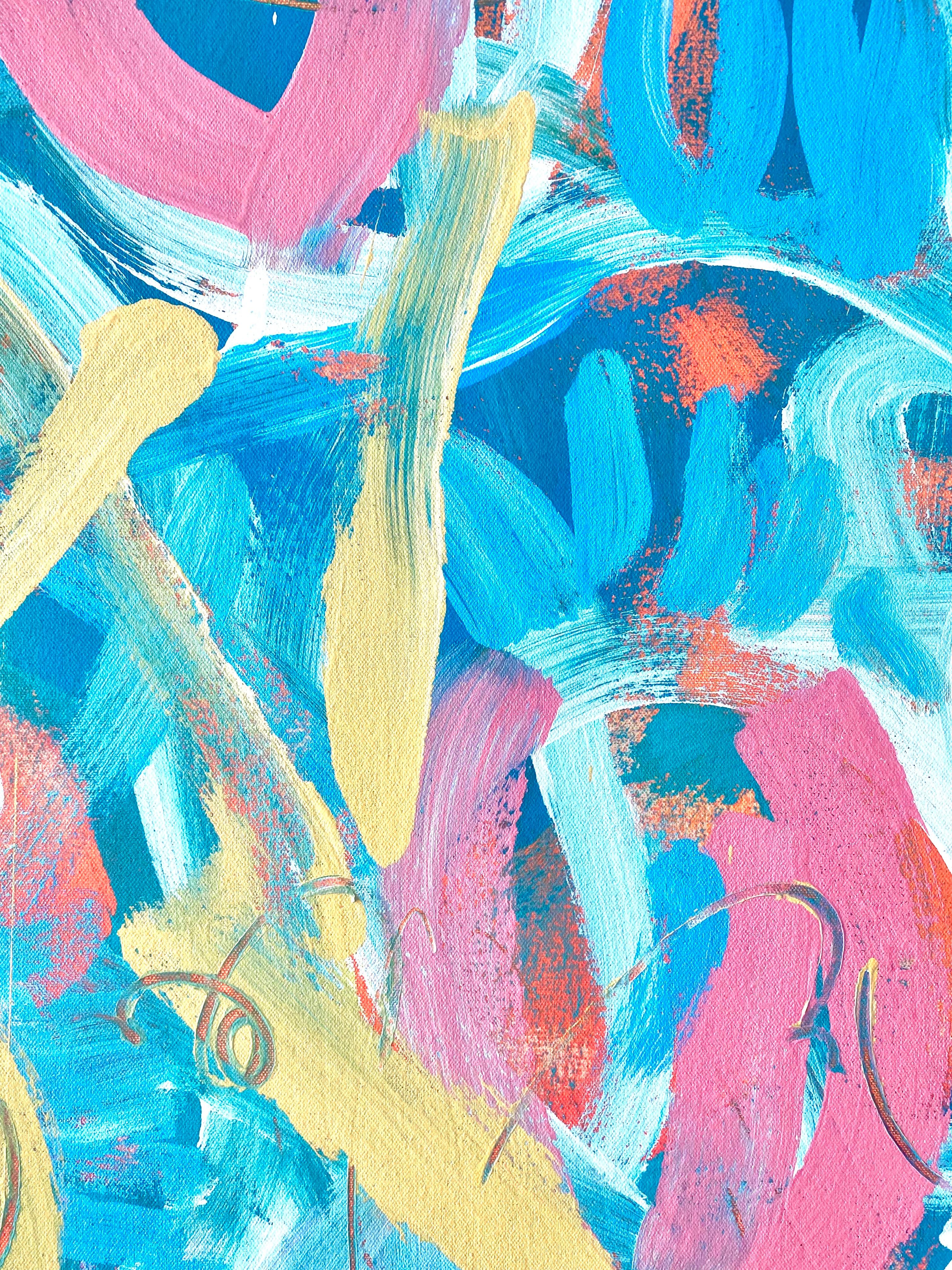 Monotipo abstracto 'Cloudberry', tinta amarilla azul roja sobre papel, por Casey Haugh en venta 3