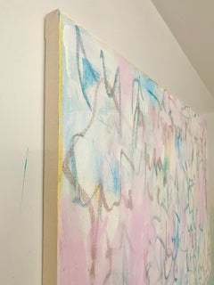 Abstract 'Pride' Monotype, Beige Pink Blue Ink on Paper, by Casey Haugh