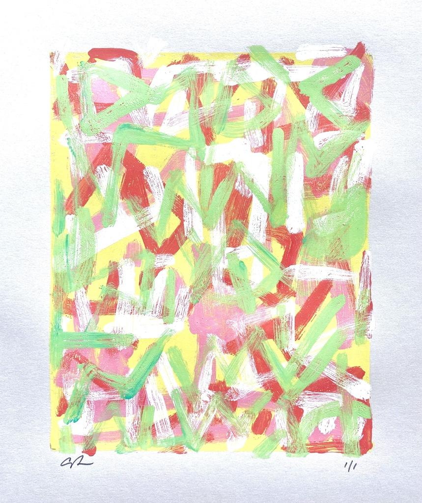 Untitled 21-10 by Casey Haugh, Represented by Tuleste Factory

"I produce these monotypes layer by layer and often color by color. Each one is made with four or five separate layers of ink, starting with a solid color as the bottom layer and working