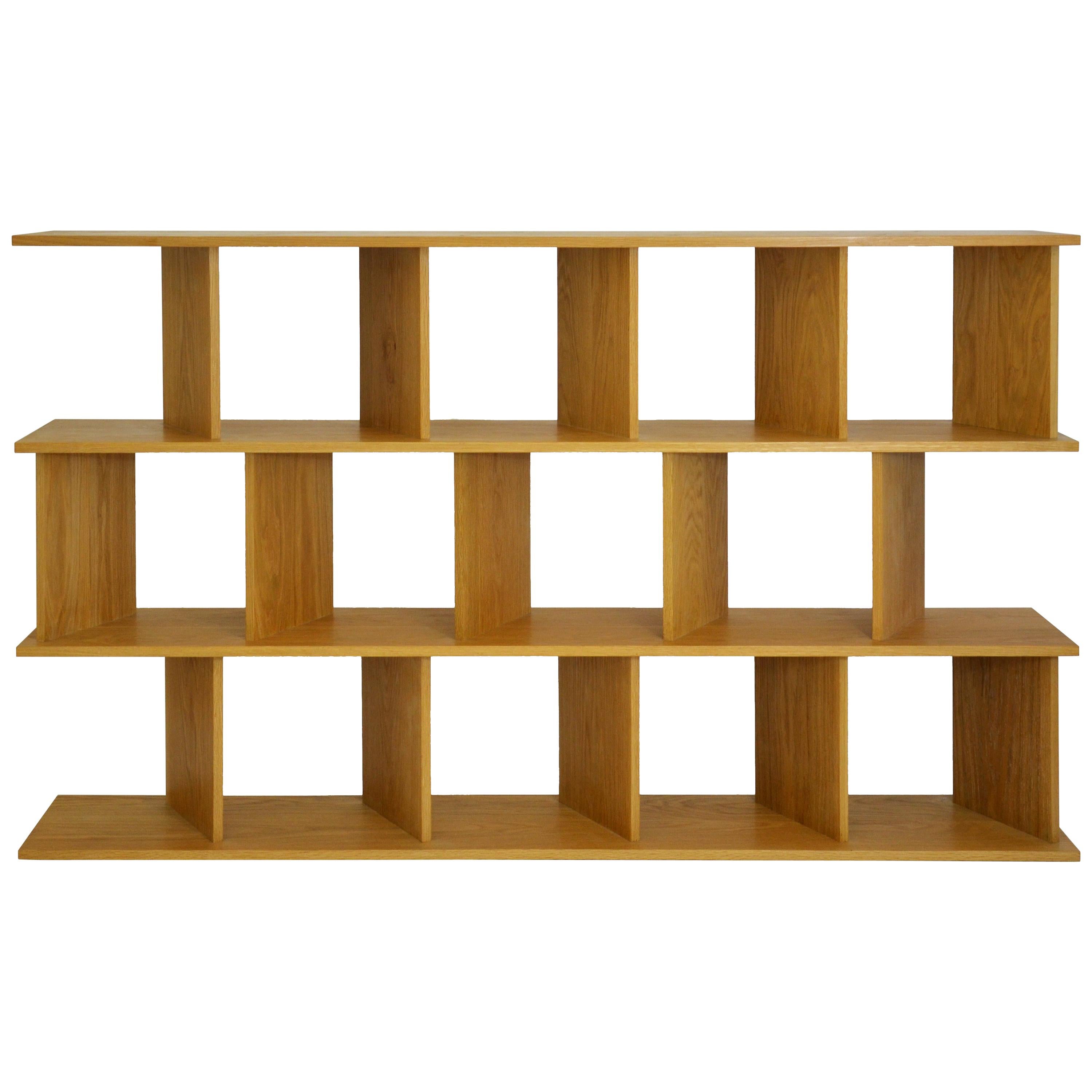 Contemporary Room Divider Shelving "30/30 M" in Oak by Casey Lurie Studio