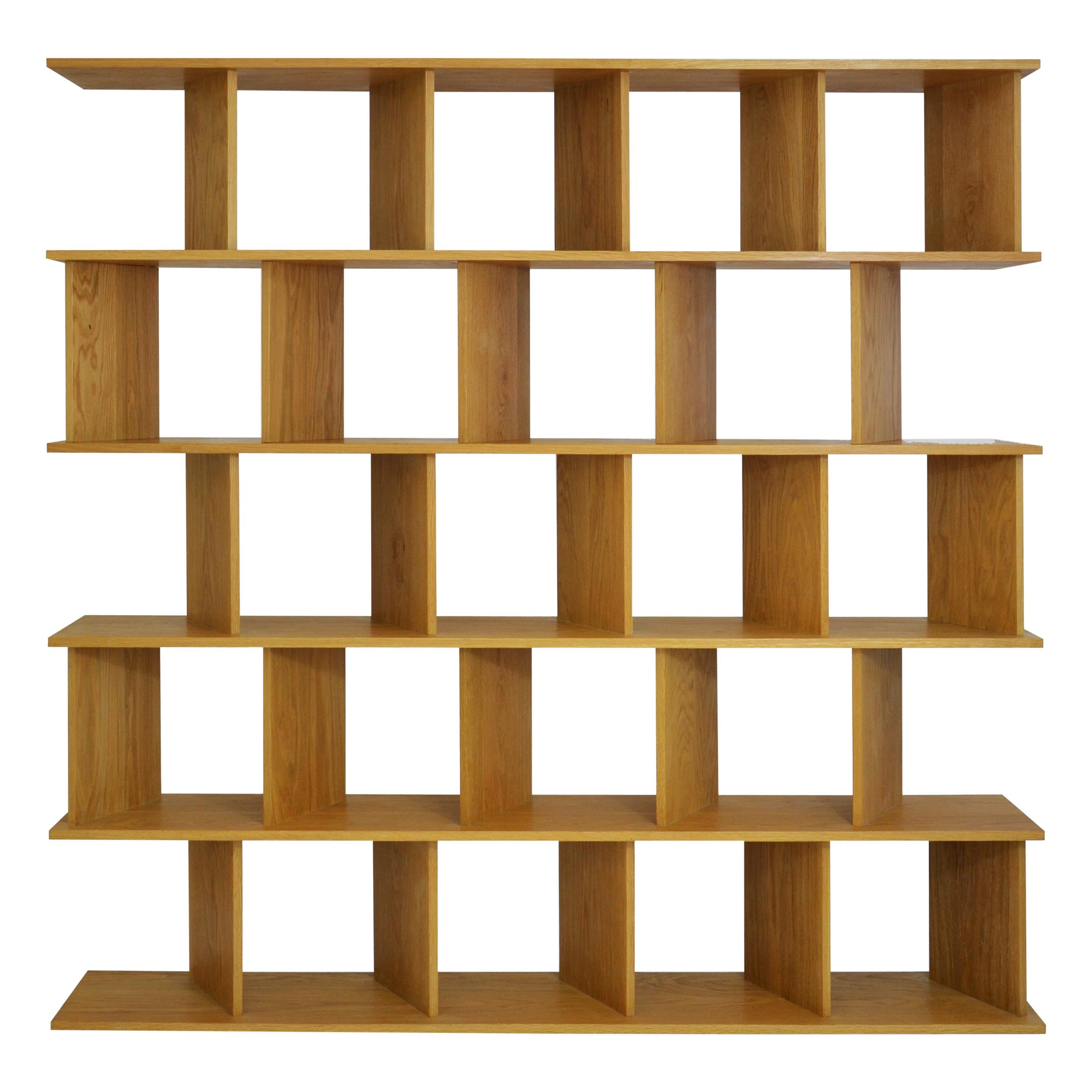 Contemporary Room Divider Shelving "30/30 L" in Oak by Casey Lurie Studio