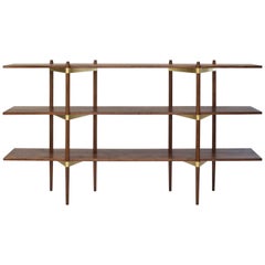 Casey Lurie Studio Modern Low "Primo" Shelving System in Walnut with Brass