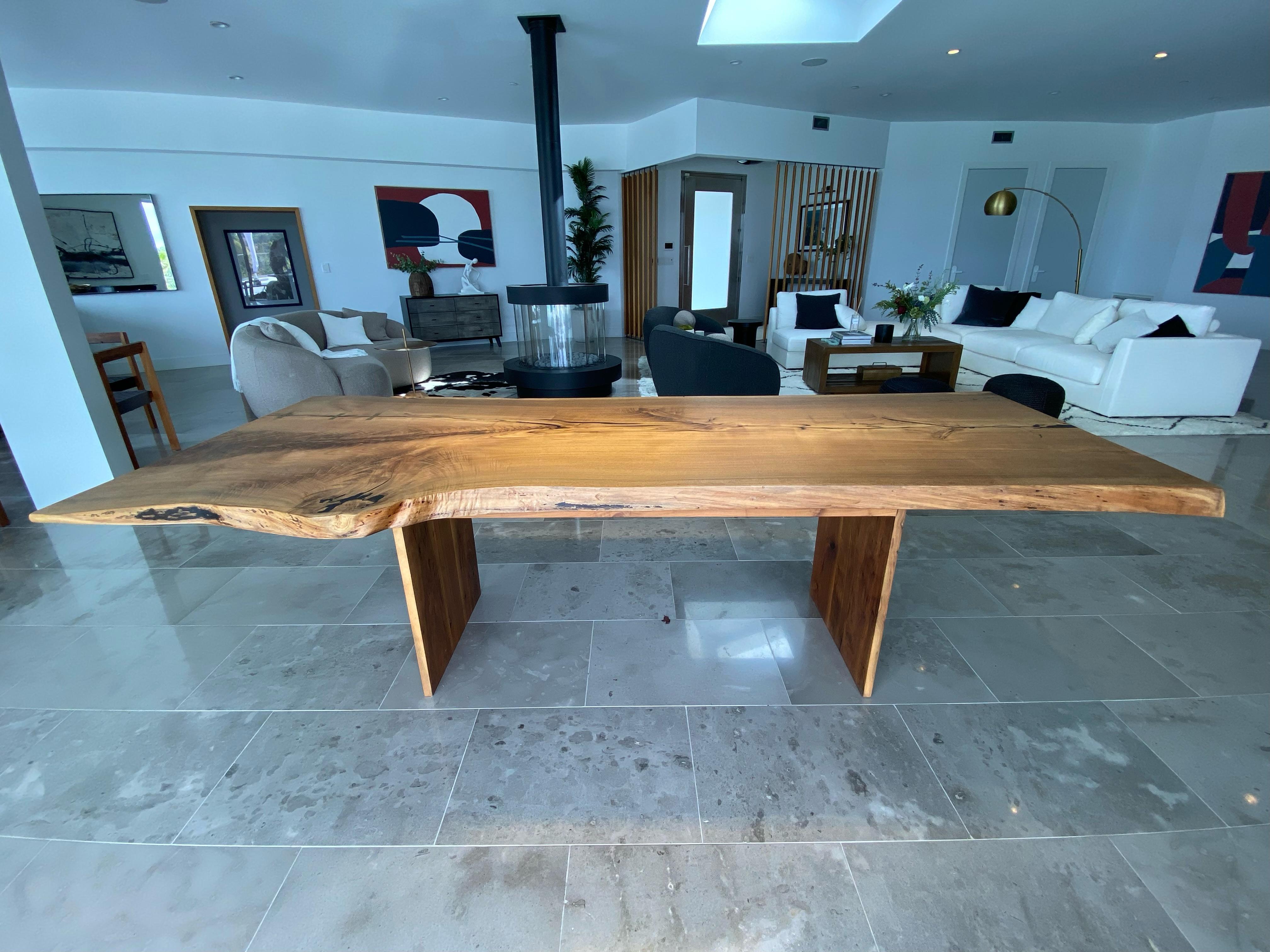 Hand-Crafted Casey McCafferty Walnut Slab Dining Table with Brass Butterfly Joints