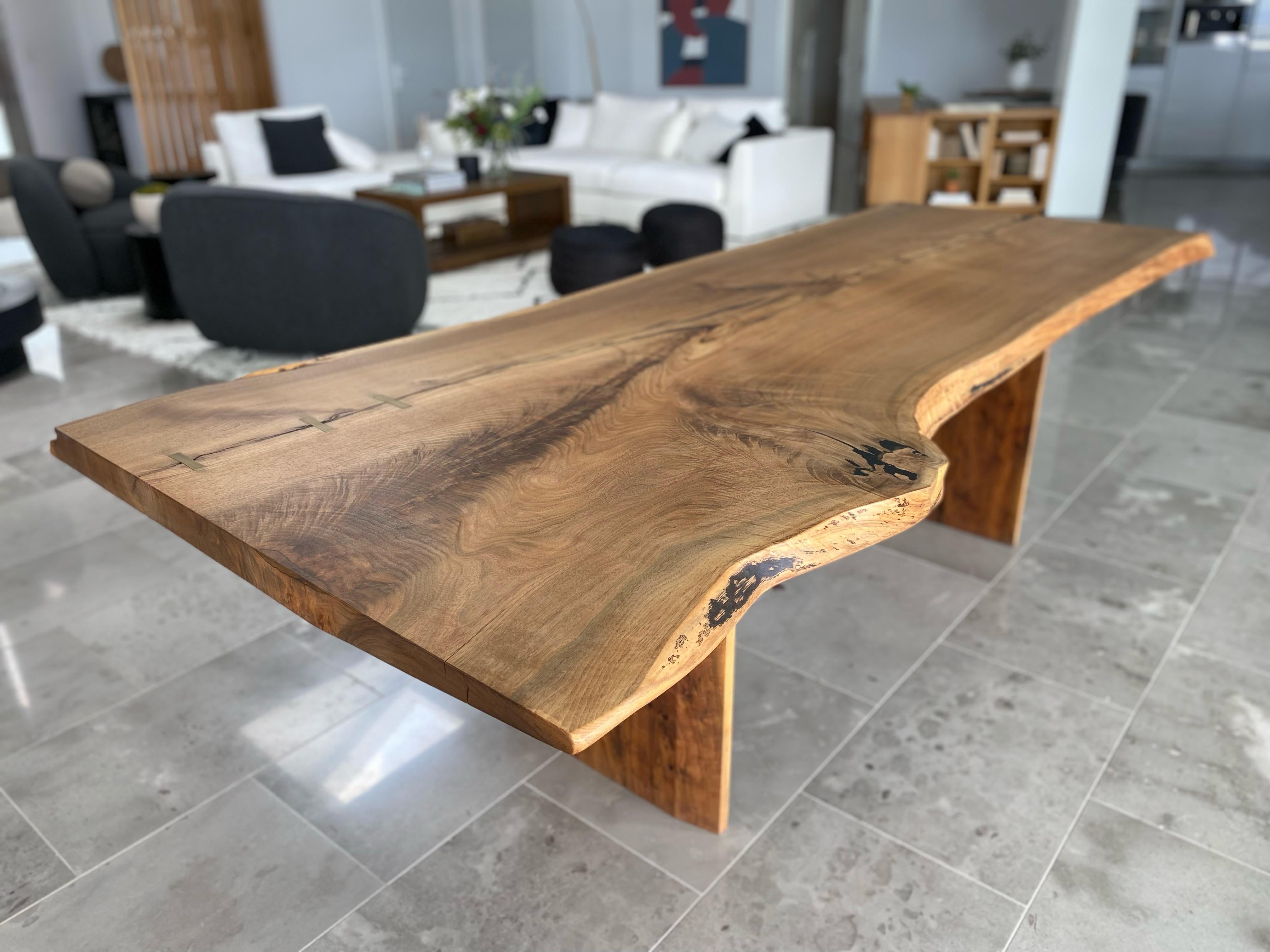 Casey McCafferty Walnut Slab Dining Table with Brass Butterfly Joints 3