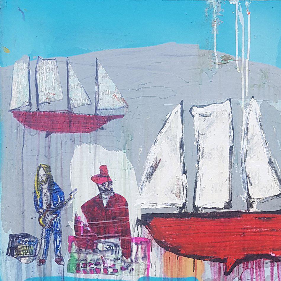 Barca rossa brillante - Painting Contemporaneo di Casey McGlynn