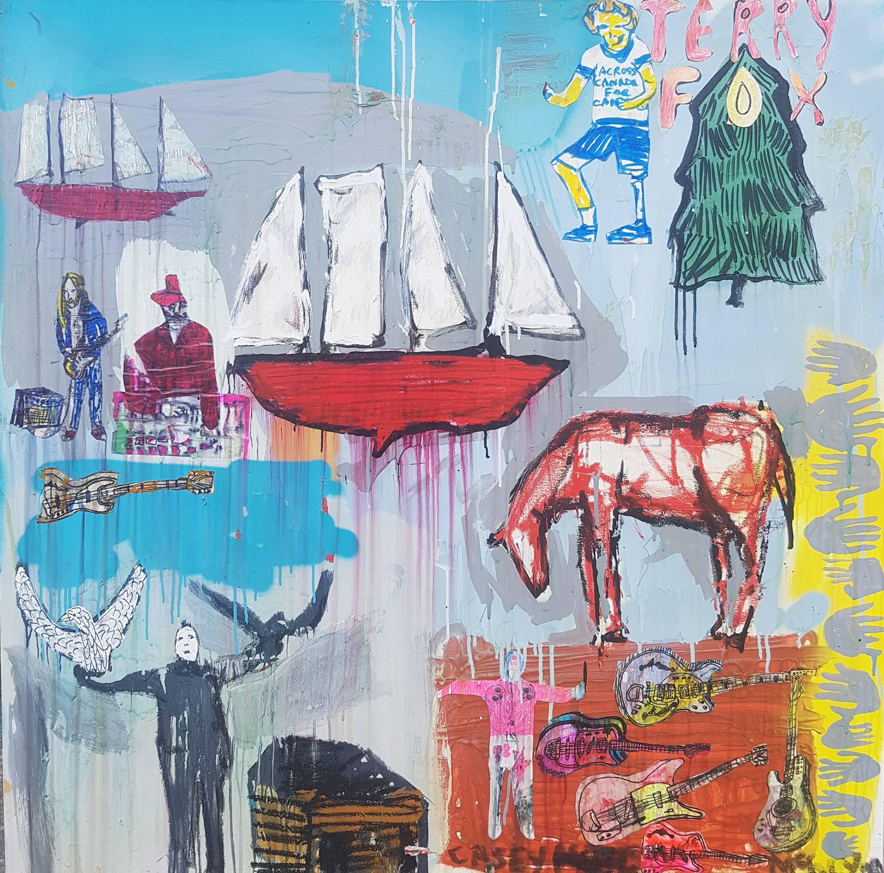 Leuchtend rotes Boot – Painting von Casey McGlynn