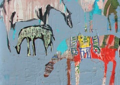 Original Mixed Media on Canvas by Casey McGlynn, Magnetic Horses