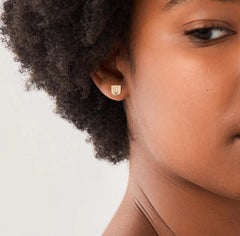 Casey Perez 14k Banded Gold Nova Studs with Diamond Pave