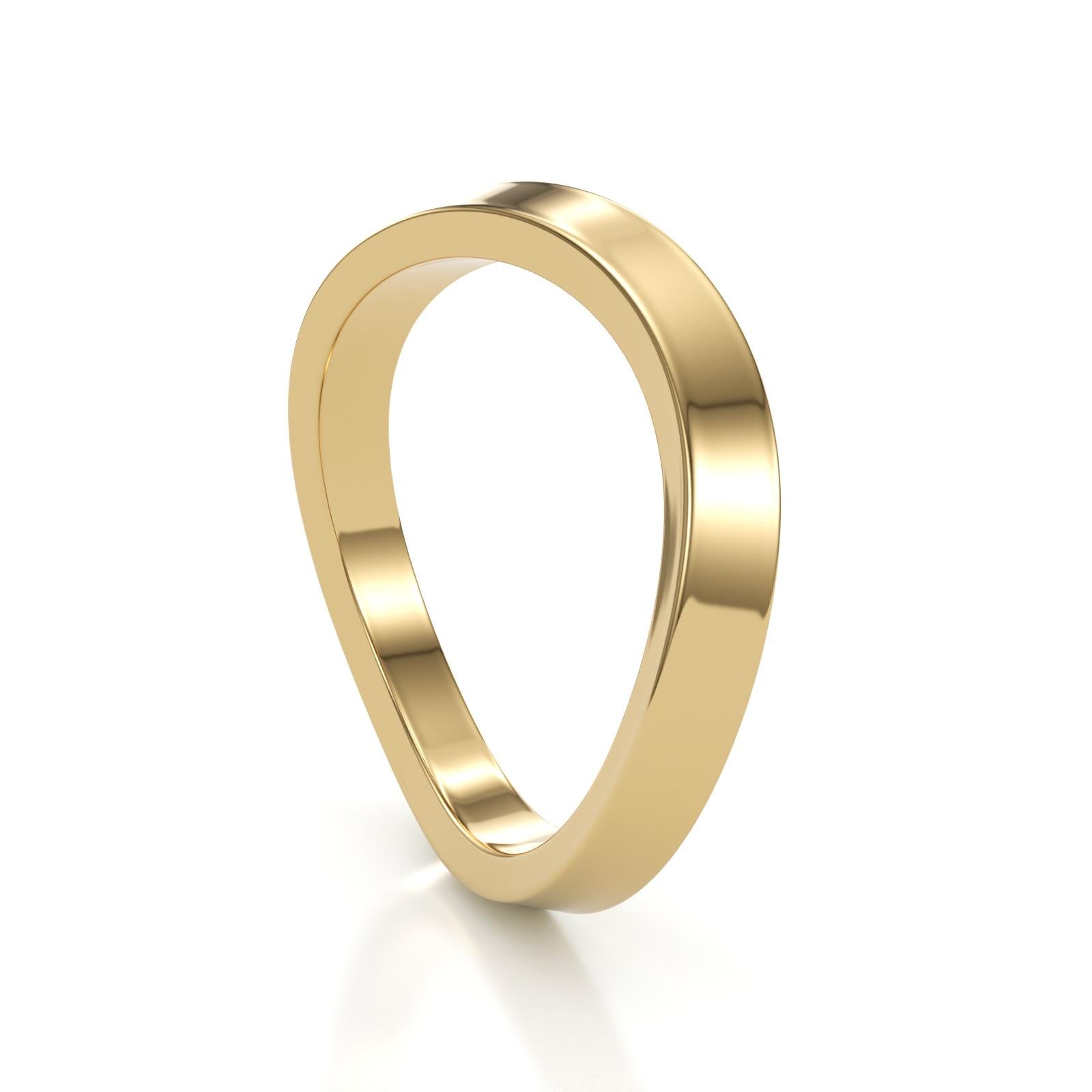 Elevate your jewelry game with this stunning yellow gold ring that stacks perfectly with our Sierra Ring and with itself. Handcrafted in NYC, this ring gently curves along the length of the band making it a great choice for adding an intrigue to