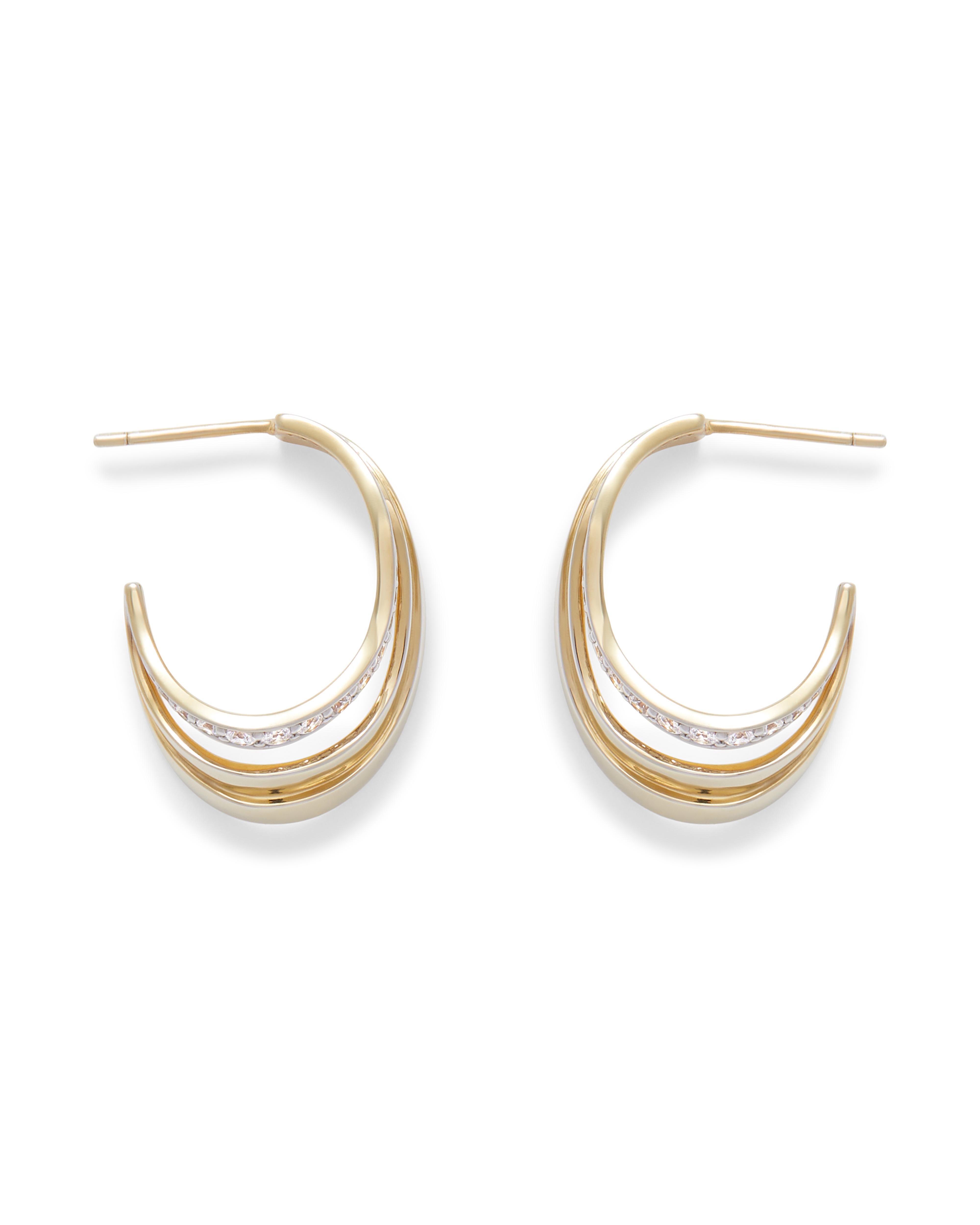 Contemporary Casey Perez 18K Gold Sculptural Waved Hoop earring with 1 Carat of Diamonds For Sale