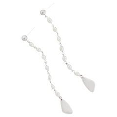 Casey Perez Freshwater Pearl and Sterling Silver Long Linear earrings
