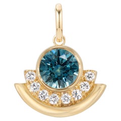 Casey Perez Gold Arc Charm with Teal Montana Sapphire  and Diamonds