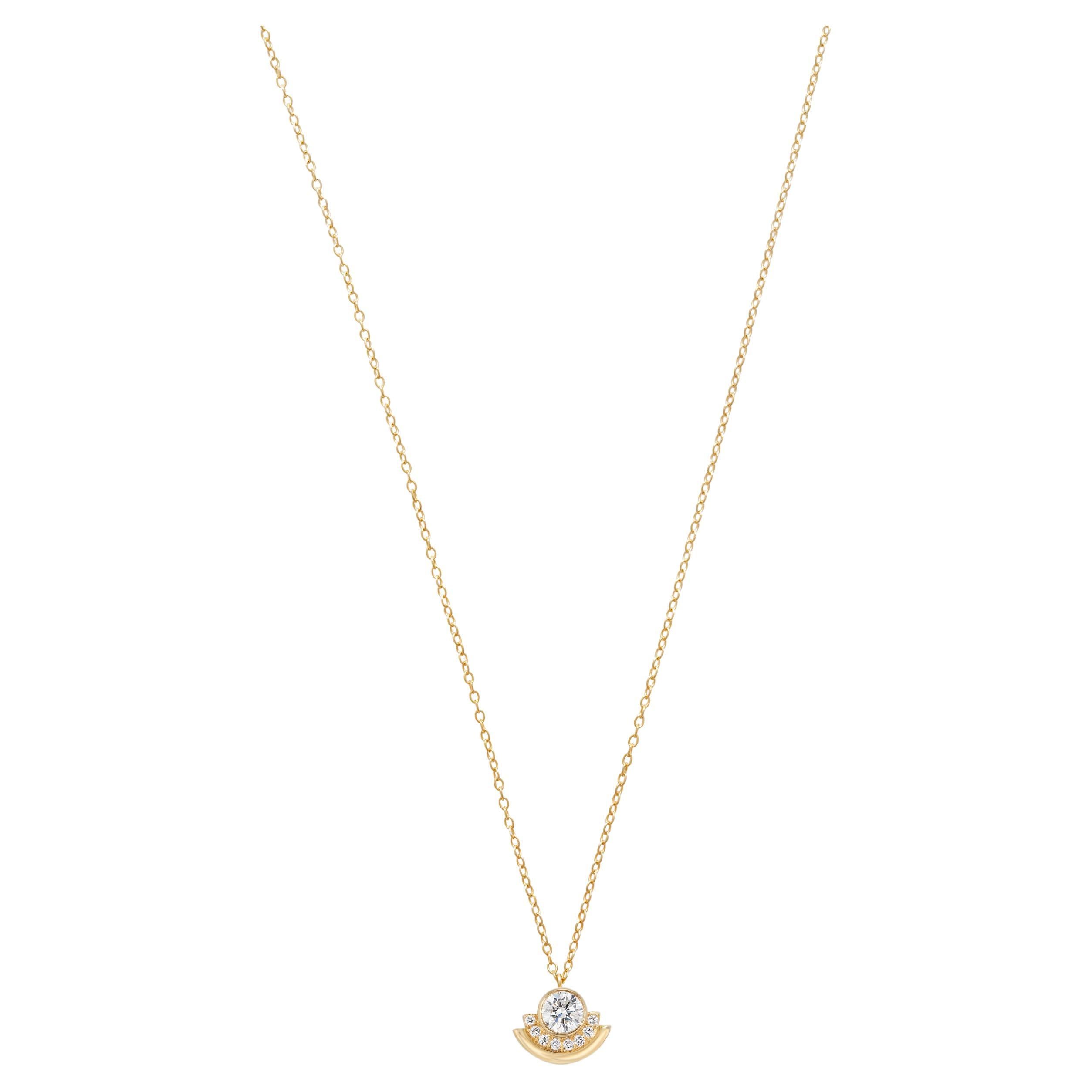 Casey Perez Gold Arc Necklace with .8 carats of Brilliant Cut Diamonds For Sale