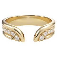 Casey Perez open band ring with ribbed detail and diamond pave- sz8