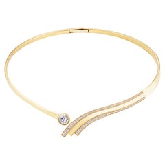 Casey Perez Sculptural 18k gold diamond choker with curving detail 