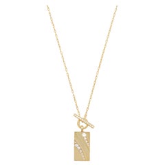 Casey Perez Sculptural 18k gold diamond toggle bar necklace with wave detail