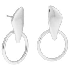 Casey Perez Sterling SIlver Modern Petal Shaped Door Knocker Style earrings