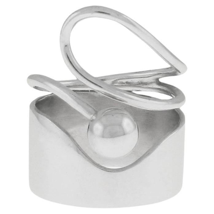 Casey Perez Sterling Silver Modernist Abstract Statement Ring For Sale