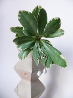 Casey Perez Sterling SIlver Sculptural Freshwater Pearl Earrings