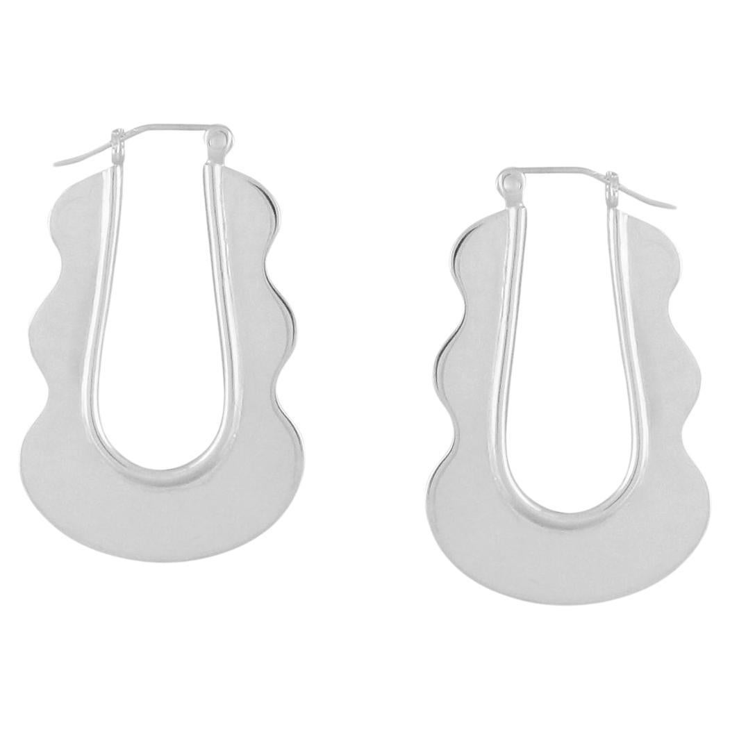 Casey Perez Sterling Silver Sculptural Statement Mini Mirage Hoop Earrings For Sale