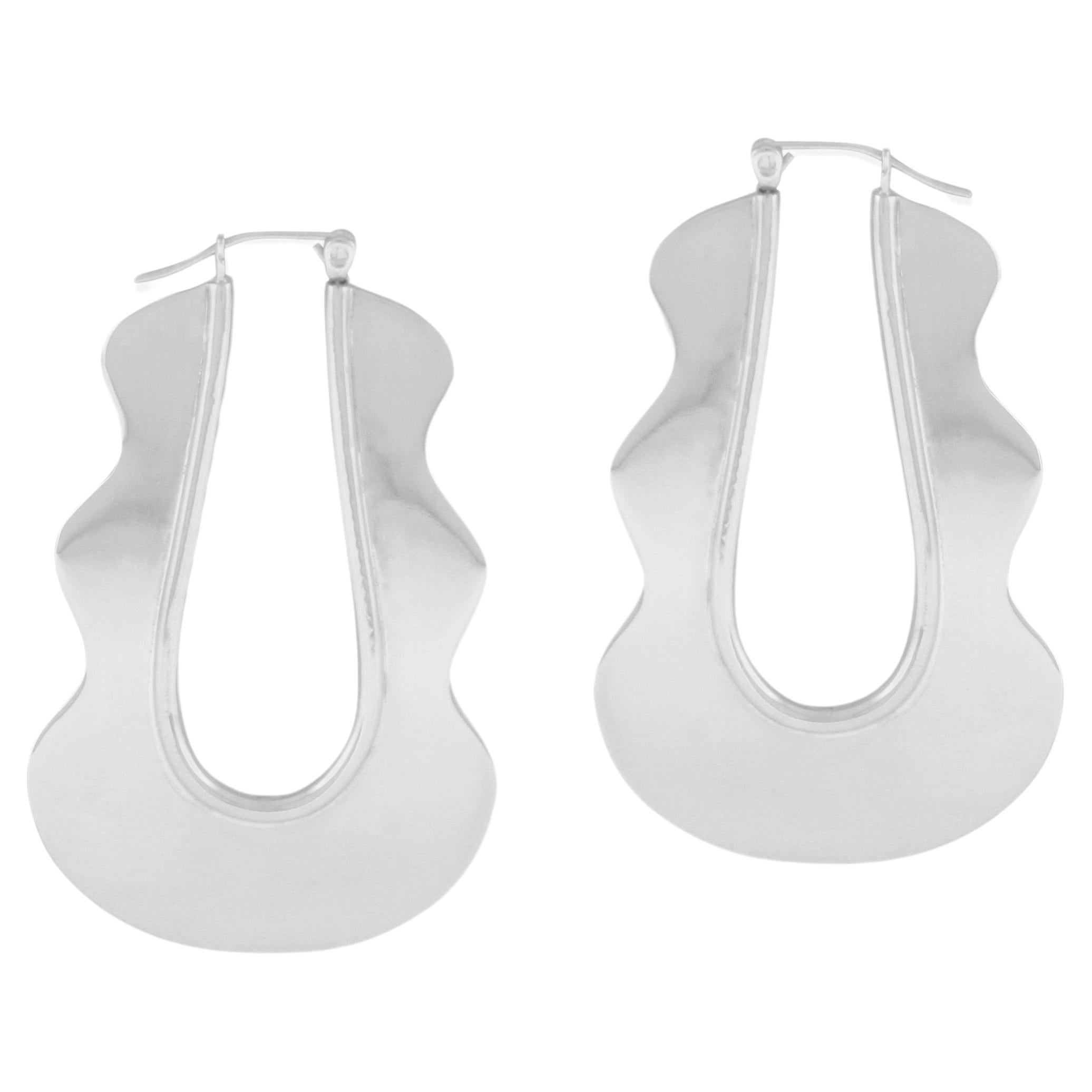 Casey Perez Sterling Silver Sculptural Statement Mirage Hoop Earrings For Sale
