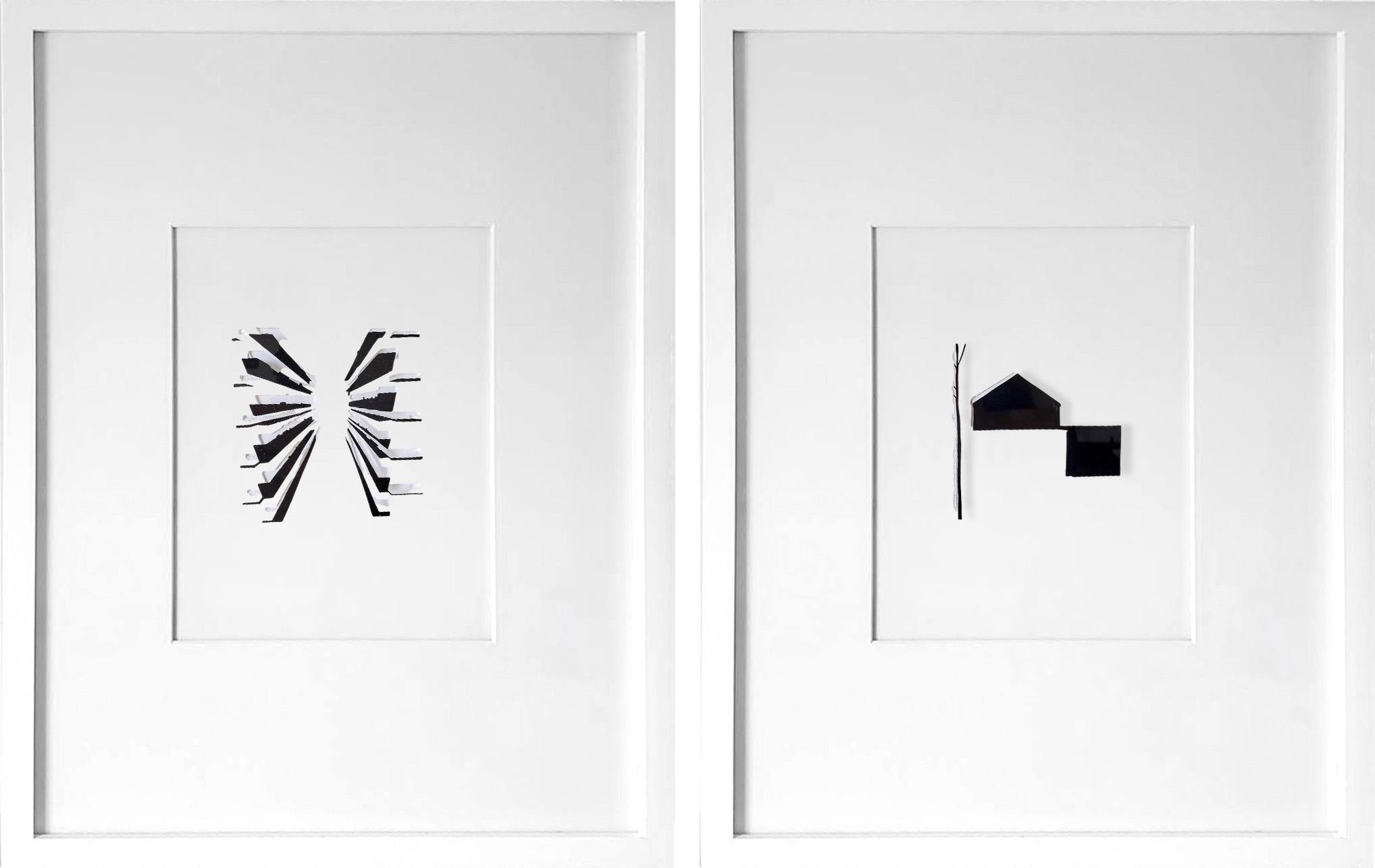 Diptych: Imprints / I Am Yourself: Wood and House. Sculpture installation