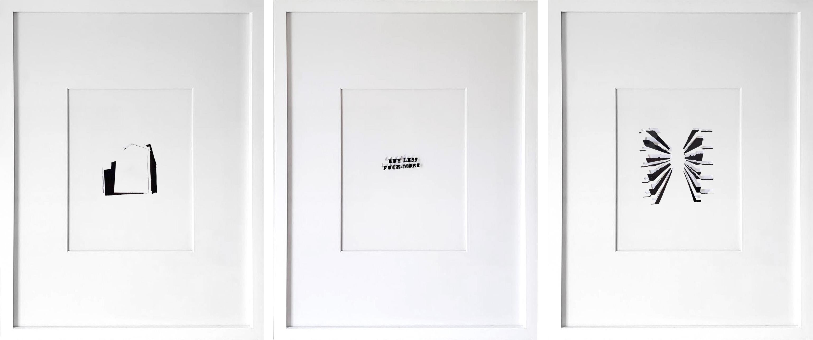 Triptyque : Empreintes / I+I : Fecade, Fuck et Wood. - Mixed Media Art de Casey Waterman