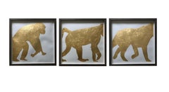 Three's Company, Triptych. Gold Leaf on paper. 