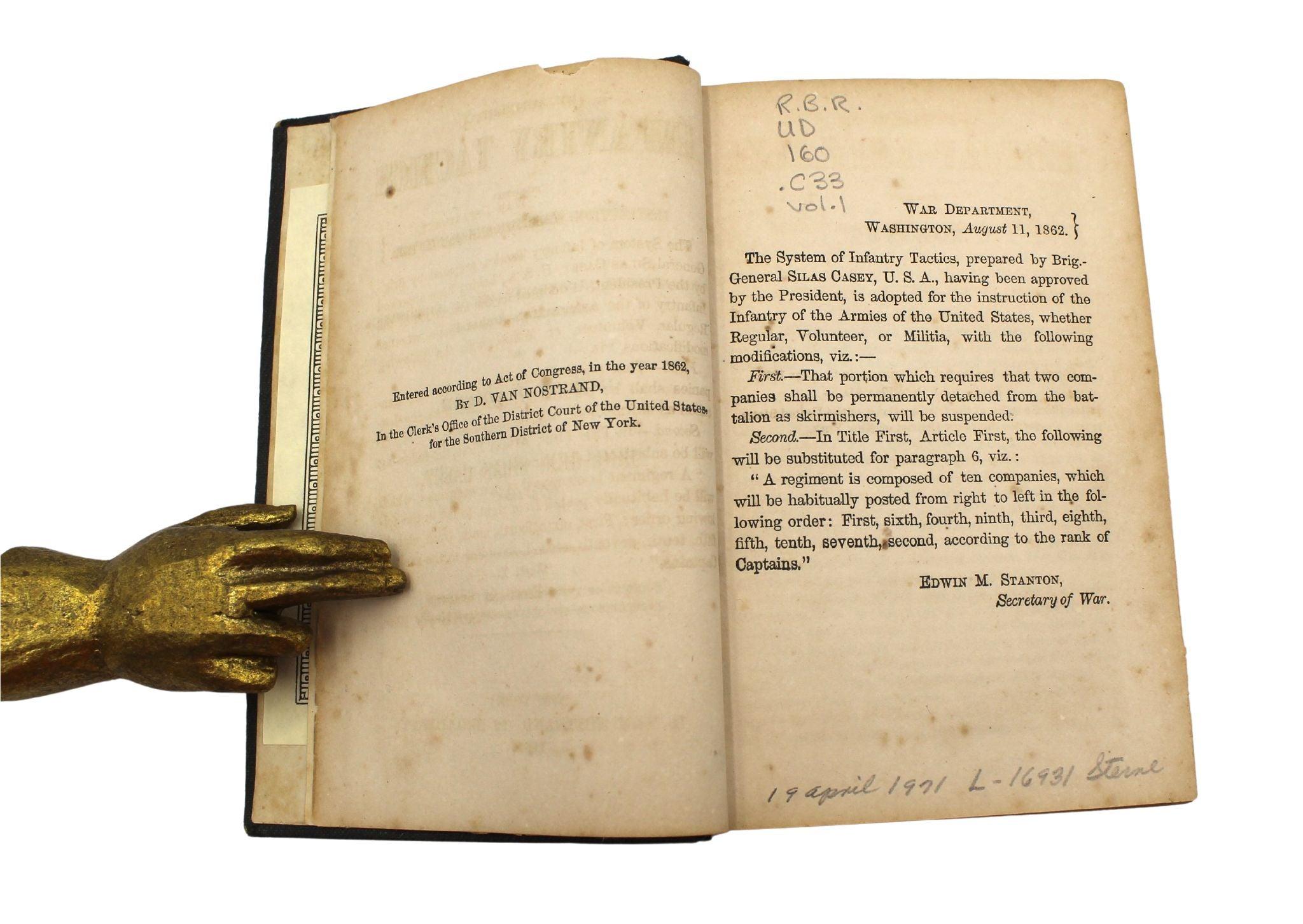 Tactiques militaires de Casey par Brig. Gén. Casey Silas, ensemble de trois volumes, 1862 en vente 5