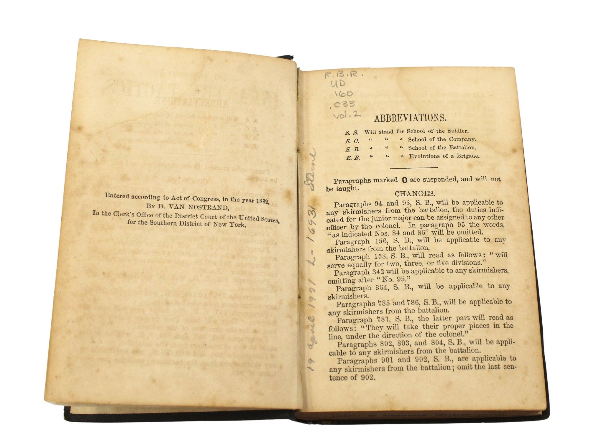 Milieu du XIXe siècle Tactiques militaires de Casey par Brig. Gén. Casey Silas, ensemble de trois volumes, 1862 en vente