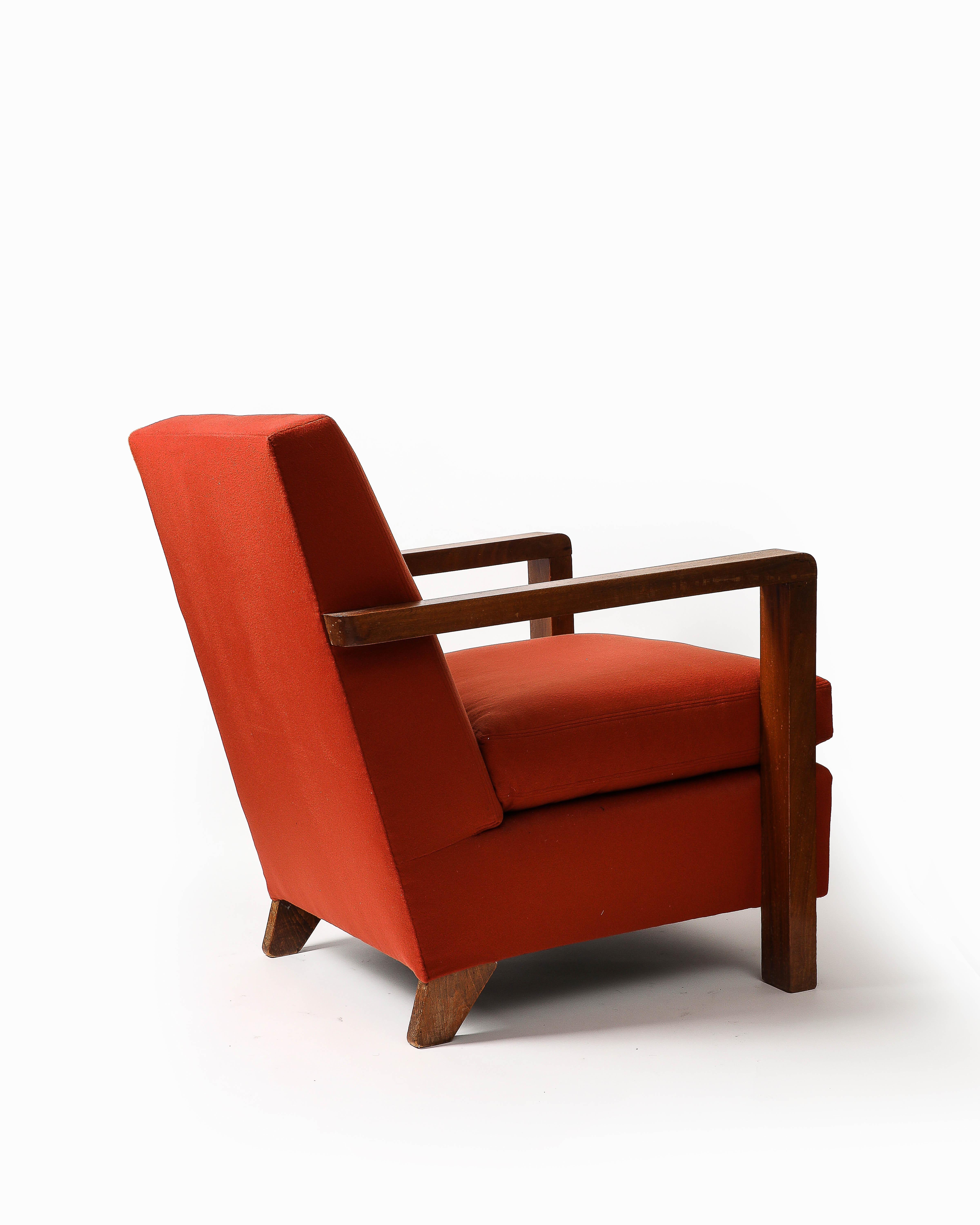 Cashmere and Mahogany Armchair For Sale 1