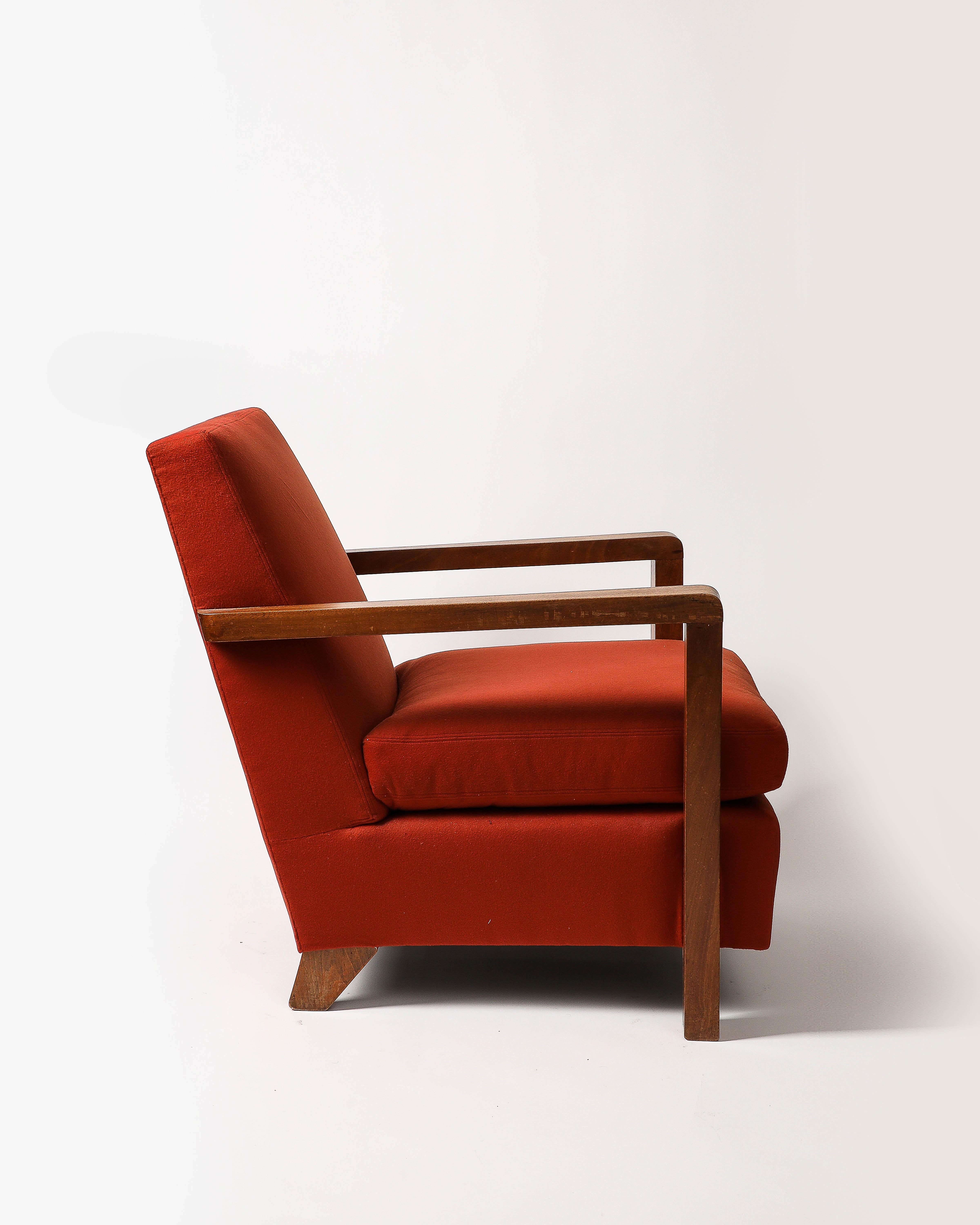 Cashmere and Mahogany Armchair For Sale 2