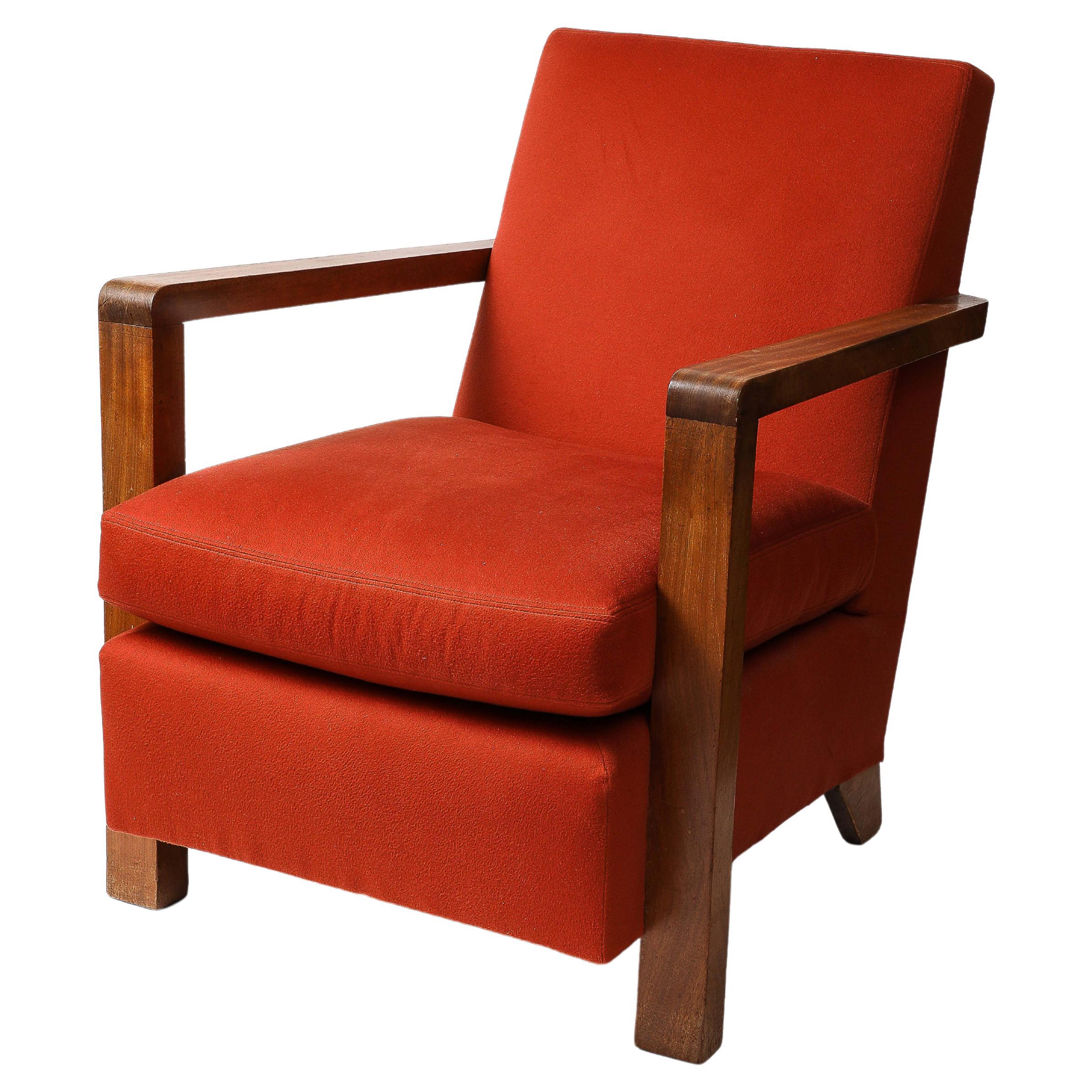 Cashmere and Mahogany Armchair For Sale
