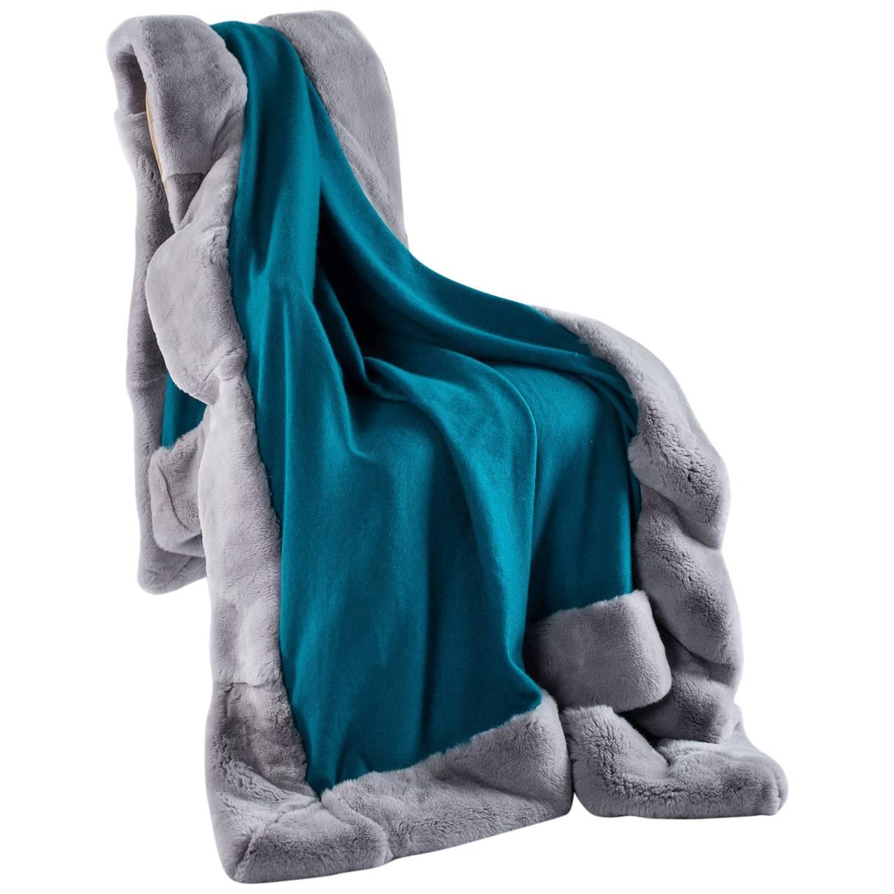 Cashmere and Rex Rabbit Throw For Sale