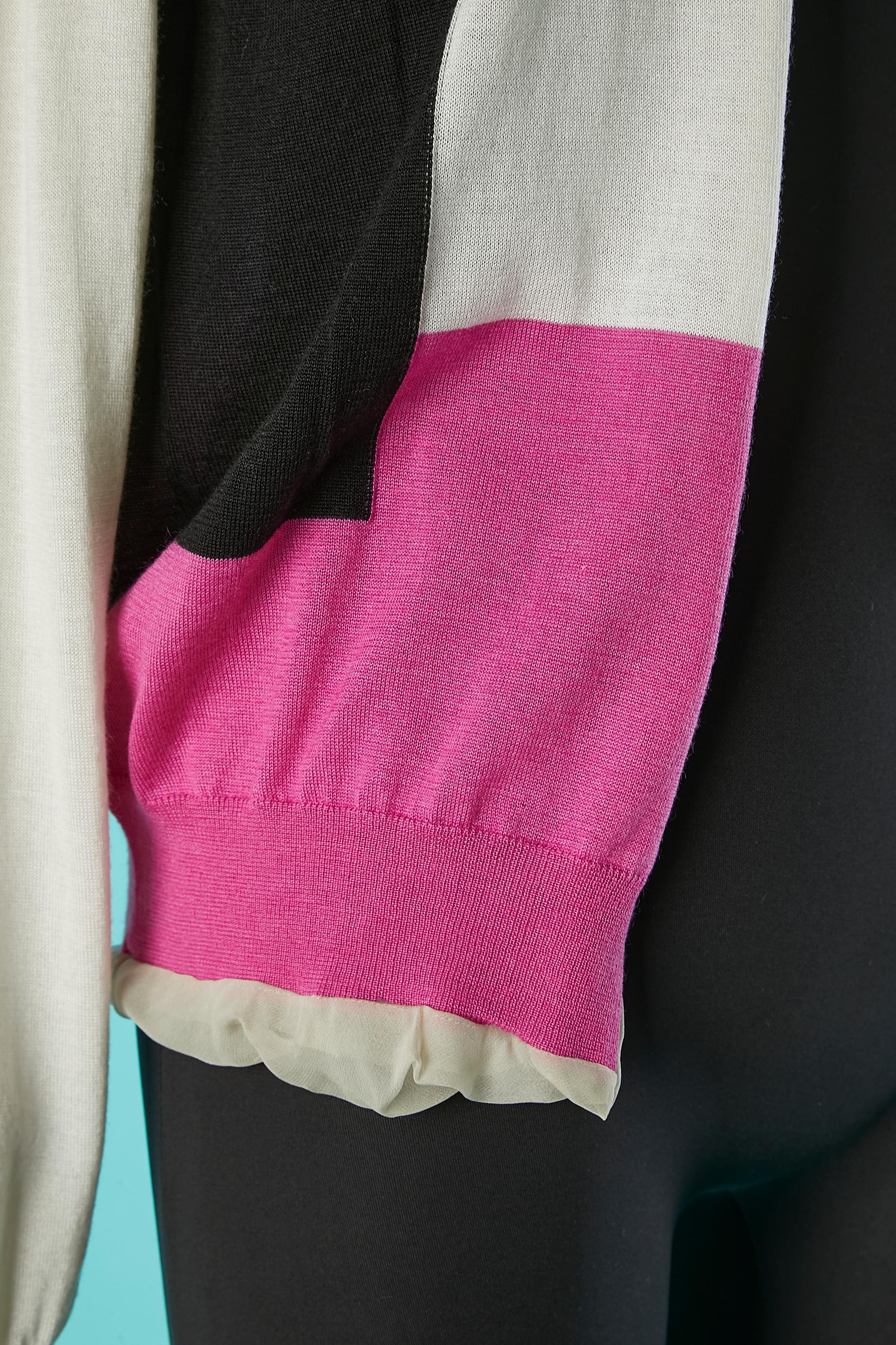 Gray Cashmere and silk cardigan with color block pattern Bottega Veneta  For Sale