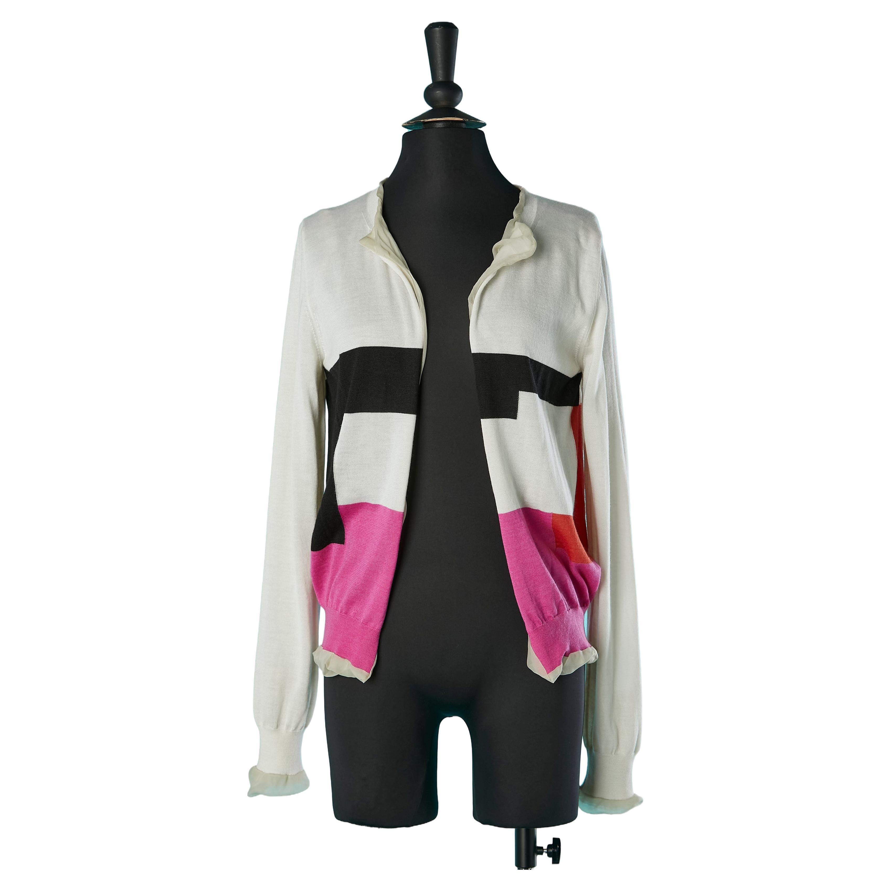 Cashmere and silk cardigan with color block pattern Bottega Veneta  For Sale