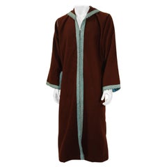 Retro Cashmere Brown and Turquoise Caftan 1980s Robe