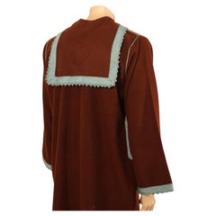 Cashmere Brown and Turquoise Moroccan Caftan Coat 1980s