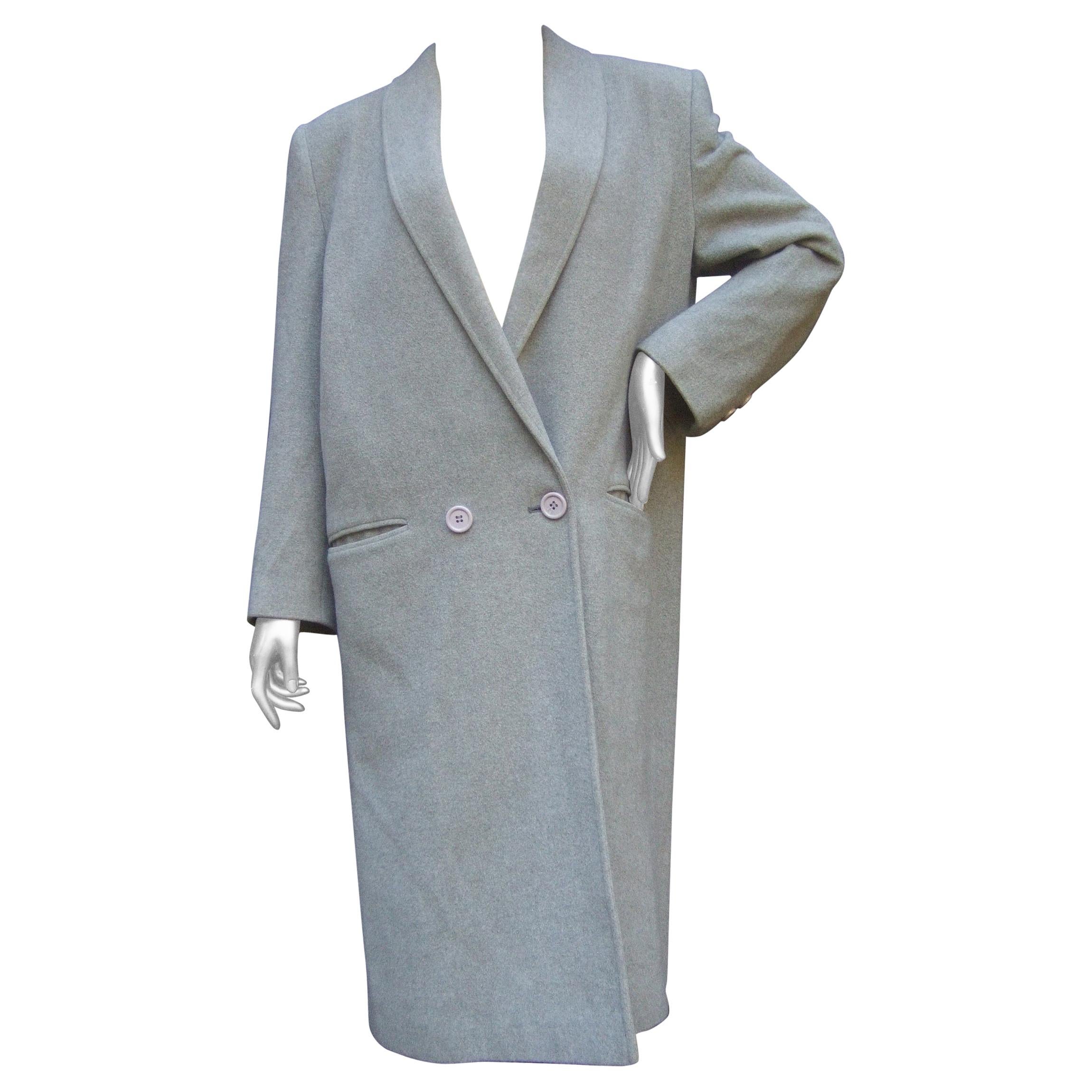 Cashmere Classic Heather Gray Women's Coat c 1980s For Sale