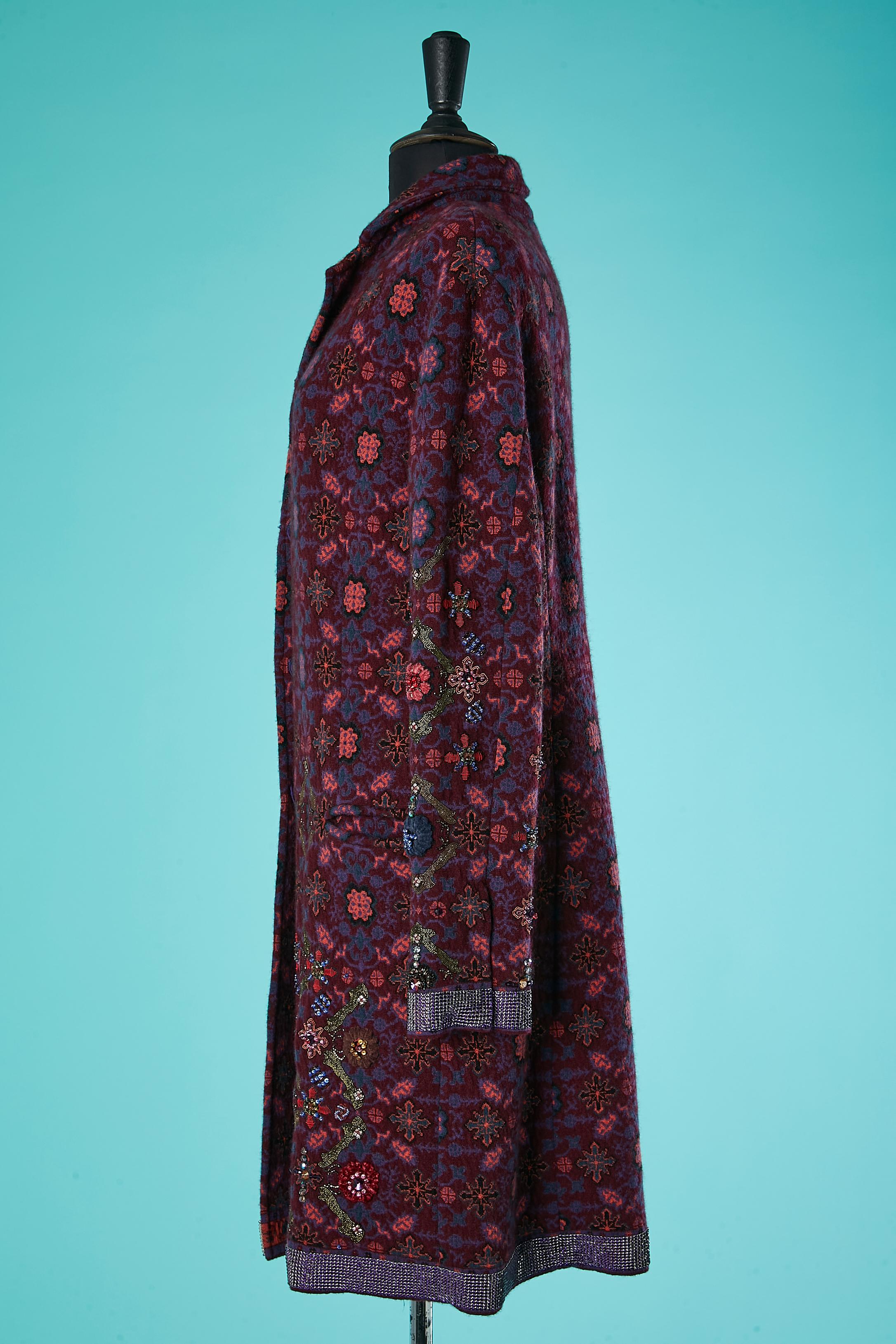 Cappotto in cashmere jacquard con ricami e perline FWS Fiona in vendita 1