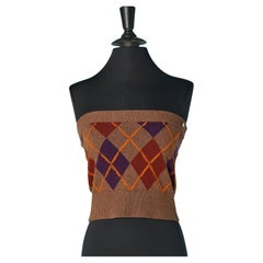 Cashmere jacquard knit bustier with check pattern CHANEL