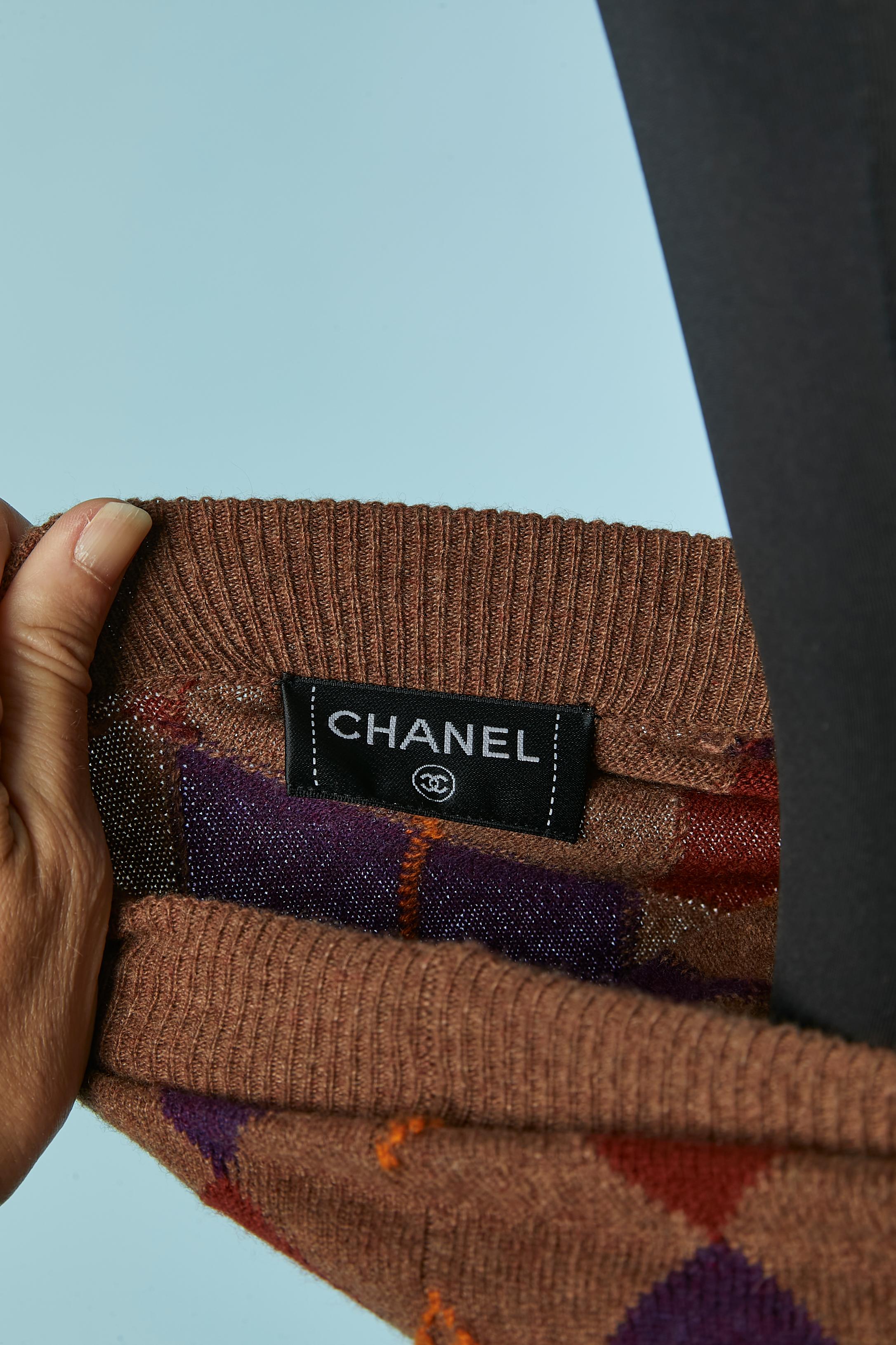 Abito bustier in maglia di cashmere jacquard Chanel in vendita 1