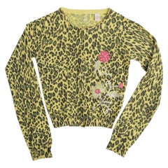 Jersey de cachemira y leopardo con flores bordadas