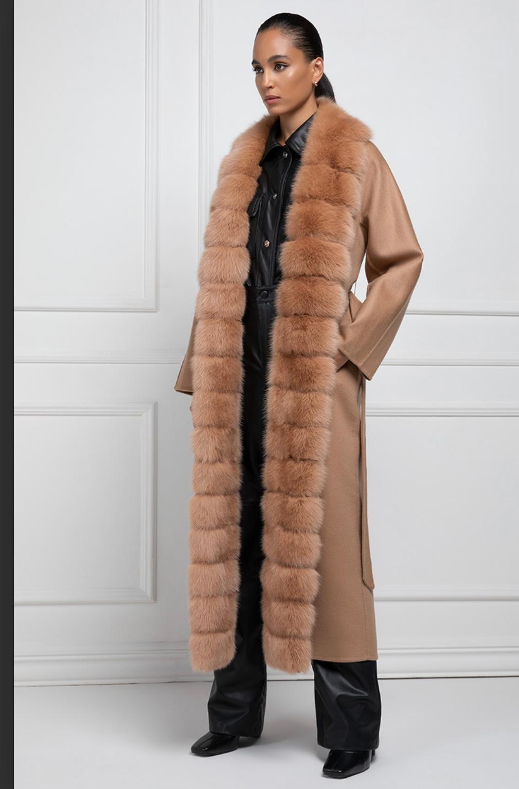 Brown Cashmere Loro Piana Coat with Sable fur  For Sale