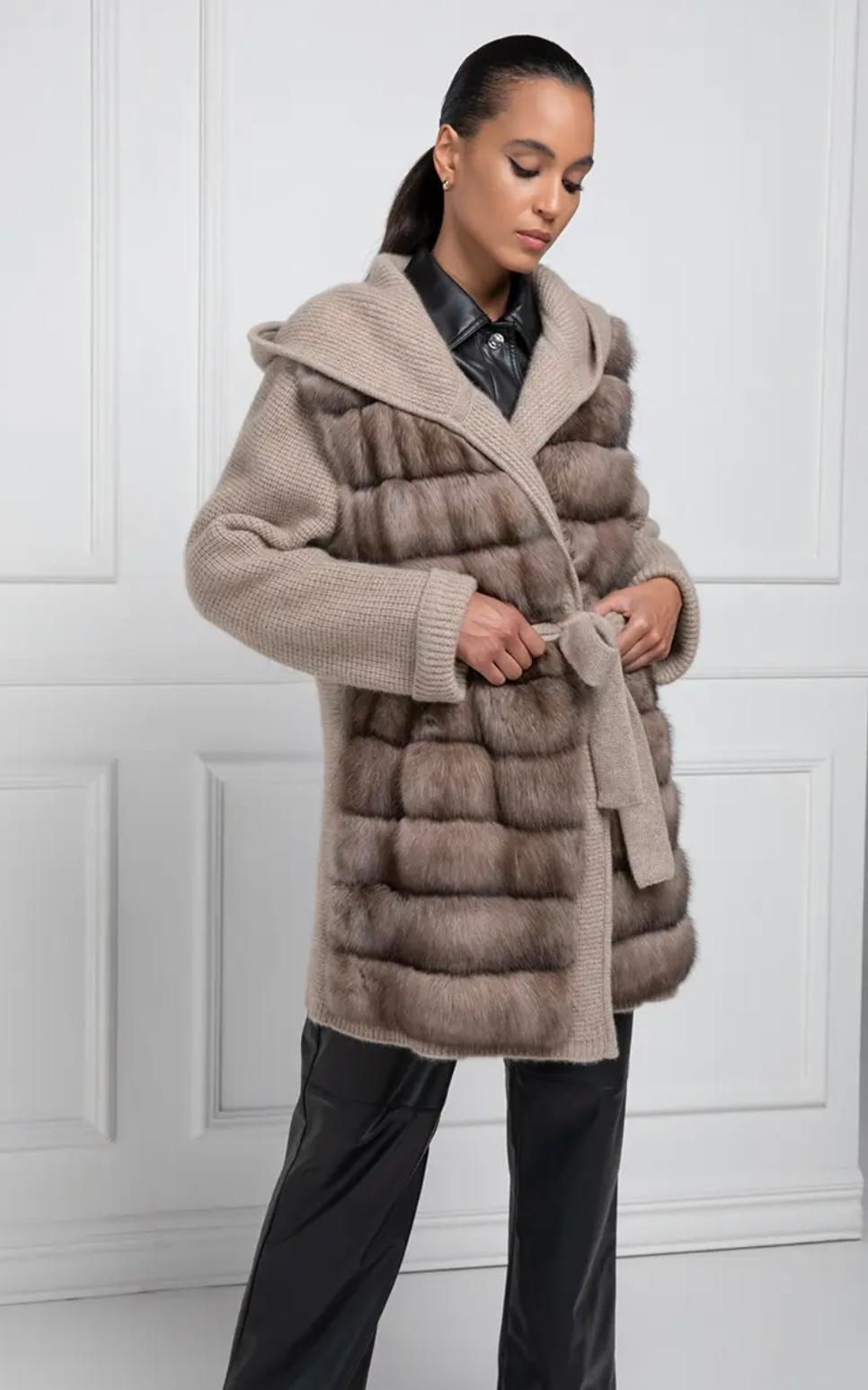 Cashmere Loro Piana with Russian Sable and whole skins. Also this sable Fur, as the most part of the collection, is made using selected the best quality of sable carefully chosen by our laboratories. The type of sable fur used for this coat is