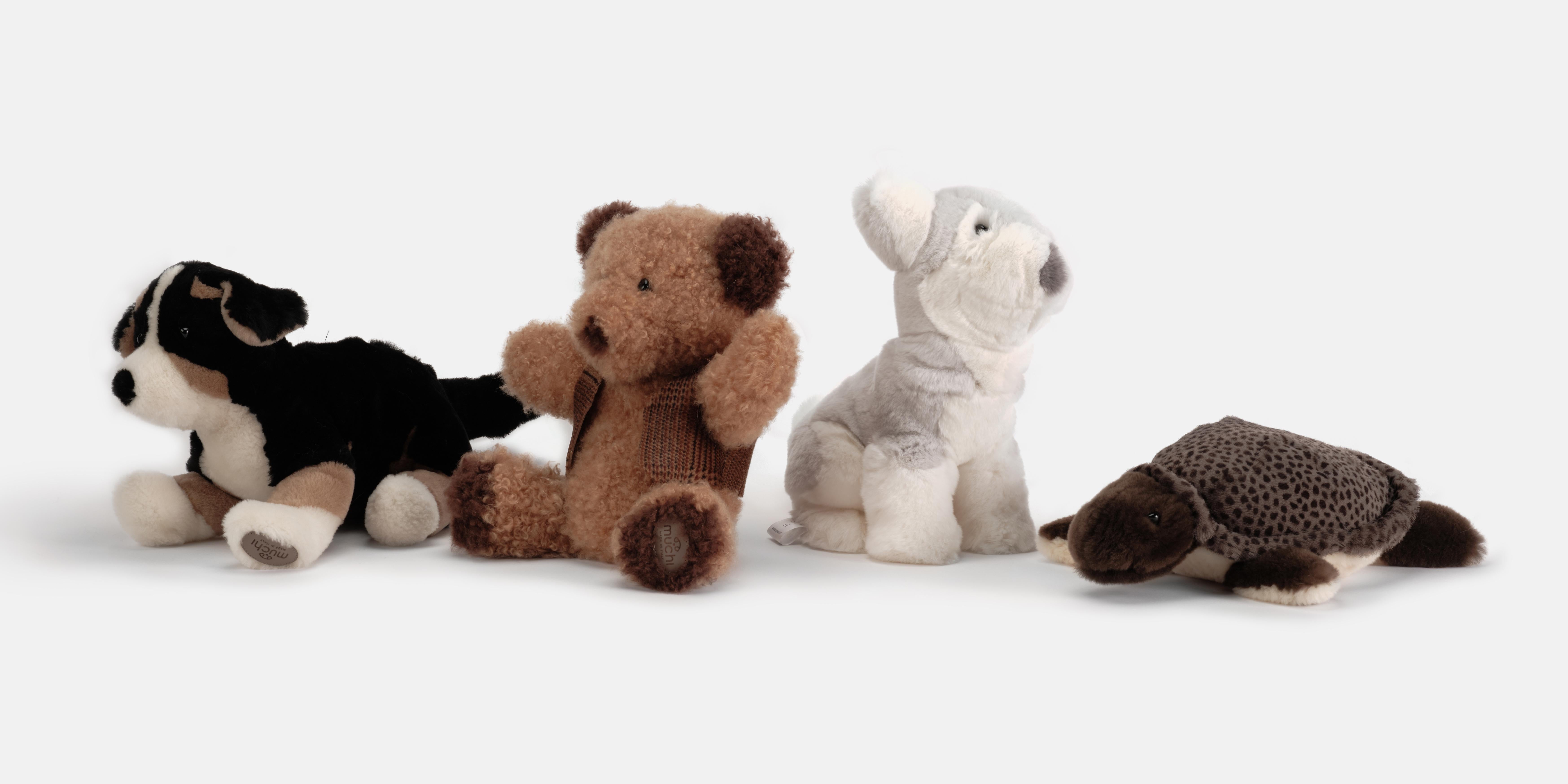 Hand-Crafted Cashmere & Shearling Sheepskin Bear Plush by Muchi Decor, Made in Italy For Sale