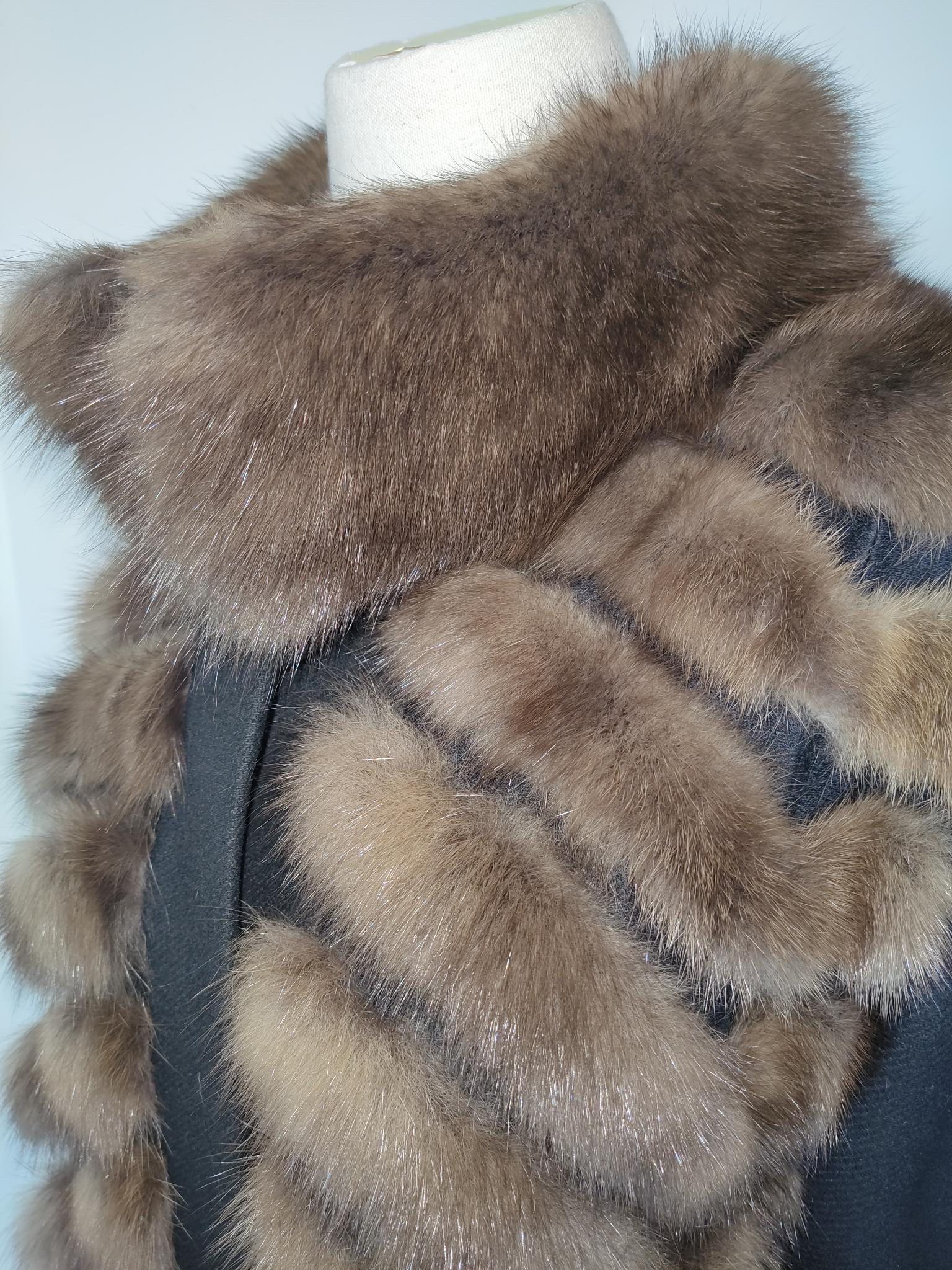 Cashmere wool Loro Piana Coat with Russian Sable fur Gulliana Tesso Italy For Sale 6